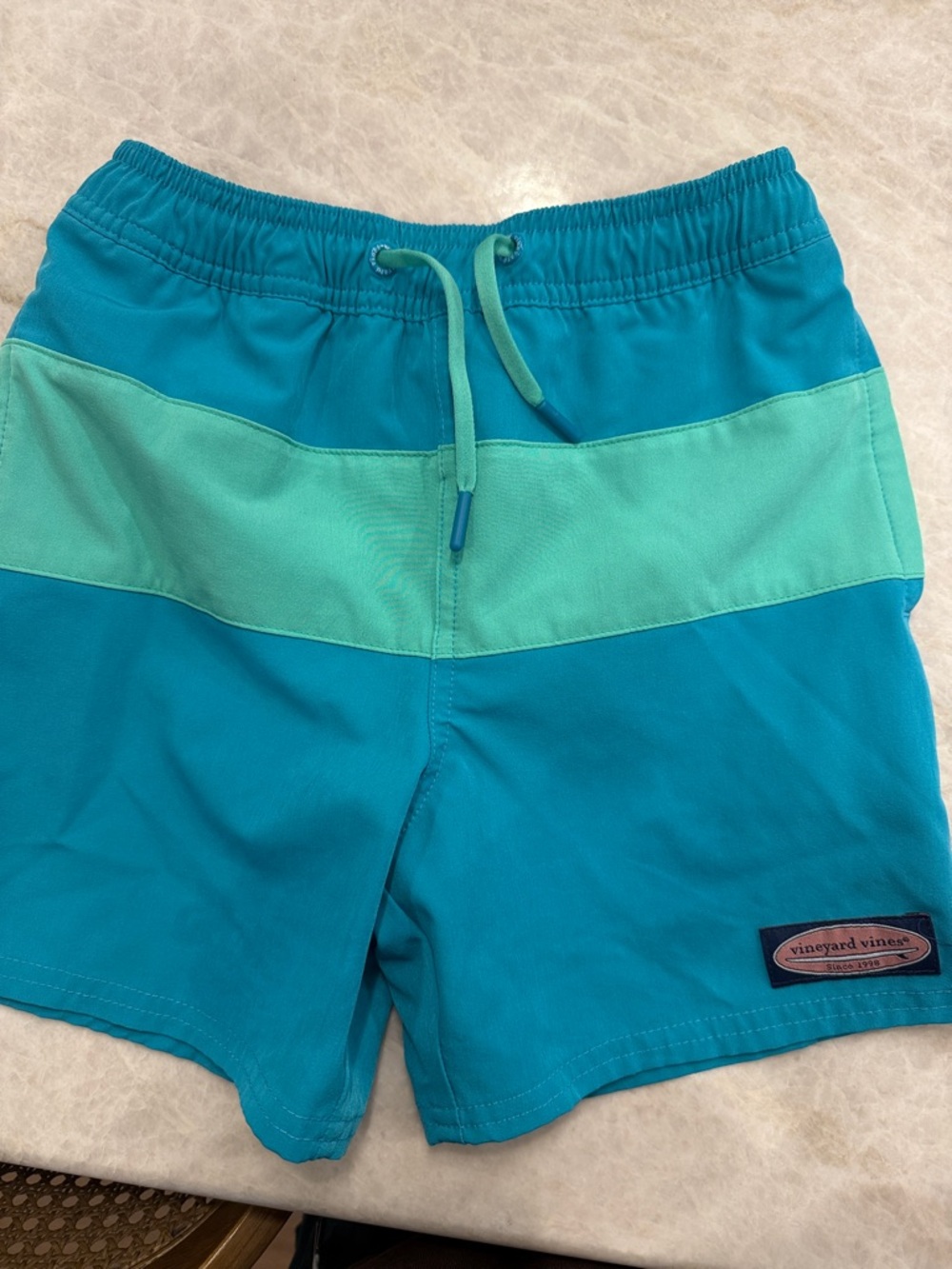 Vineyard Vines Teal & Aqua Colorblock Swim Shorts
